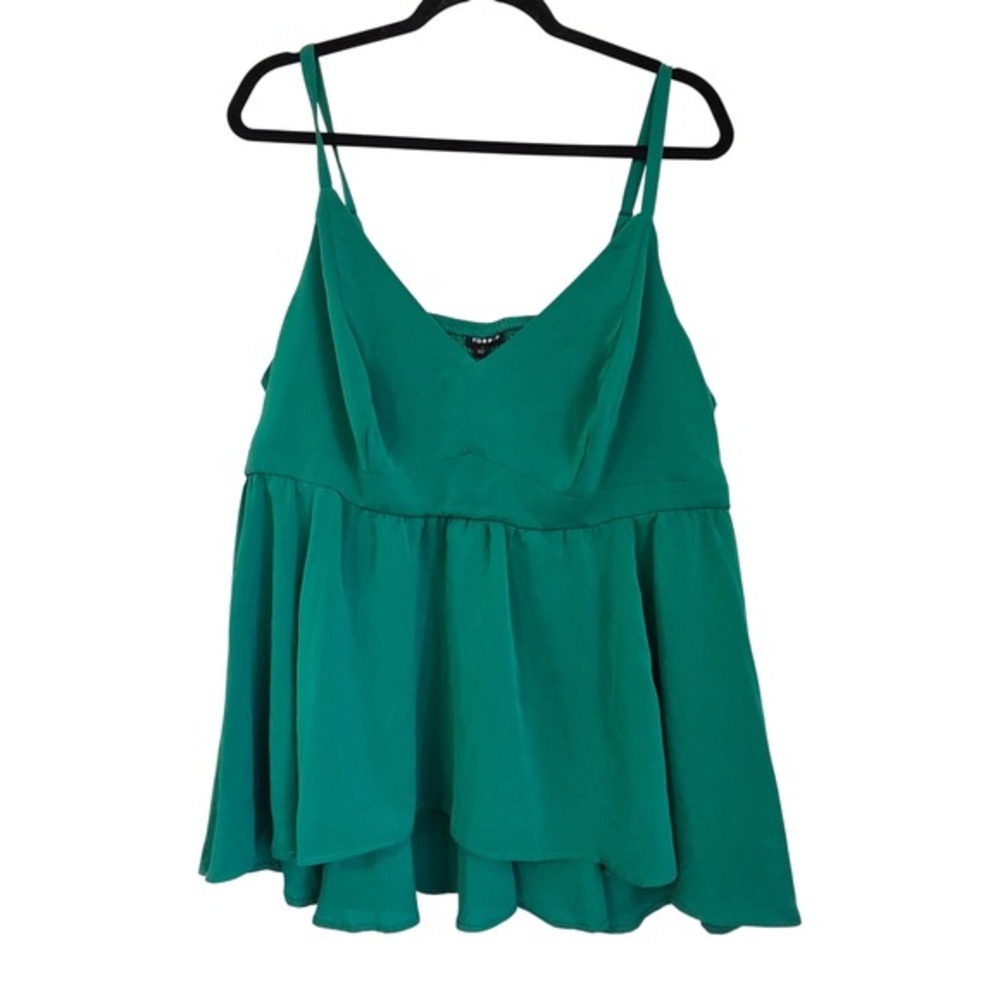 Torrid Green Smocked Empire Waist‎ Babydoll Tank Top Plus Size 1